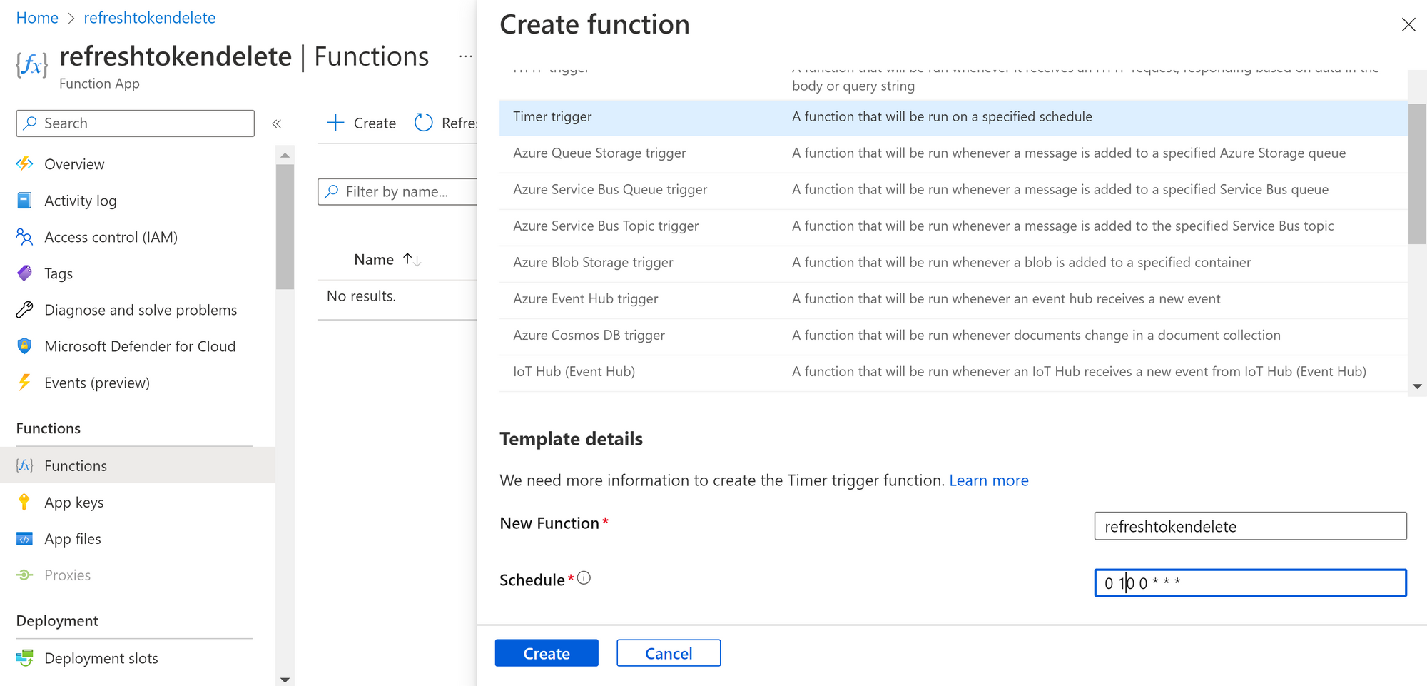 Create Azure Function