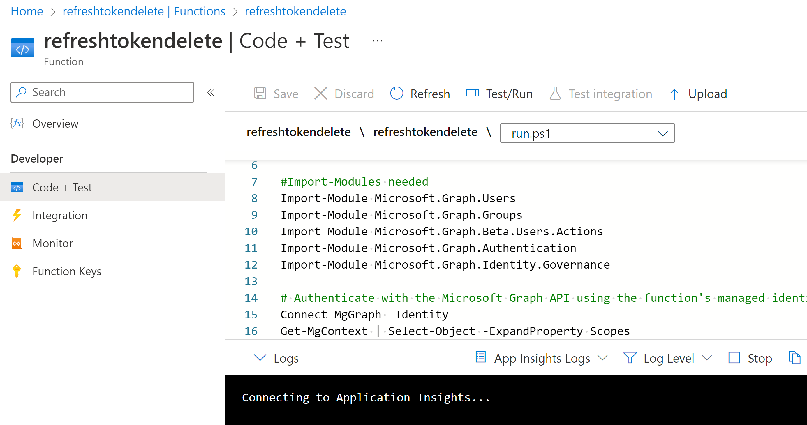Azure Function code
